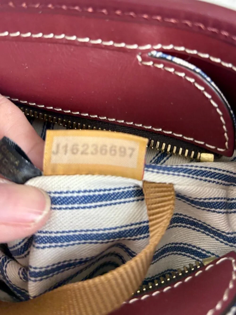 Dooney & Bourke Beacon Collection Slip Tote in Matte Bordeaux Vacchetta Leather